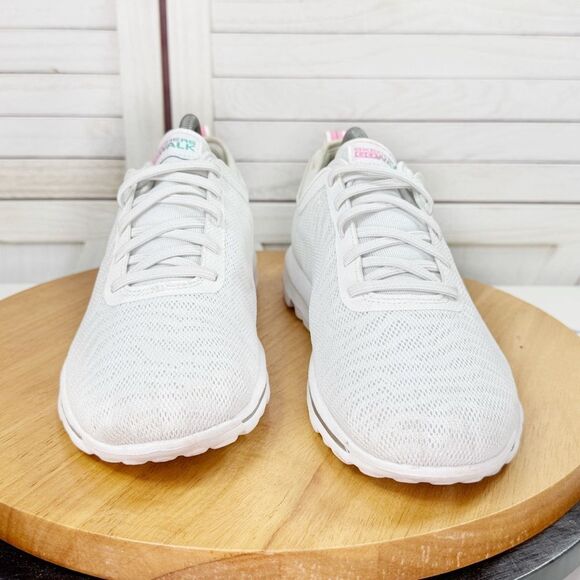 Skechers Go Walk Mesh Slip On Sneakers White Zebra Pink Womens 11 SN124779 - Picture 2 of 12